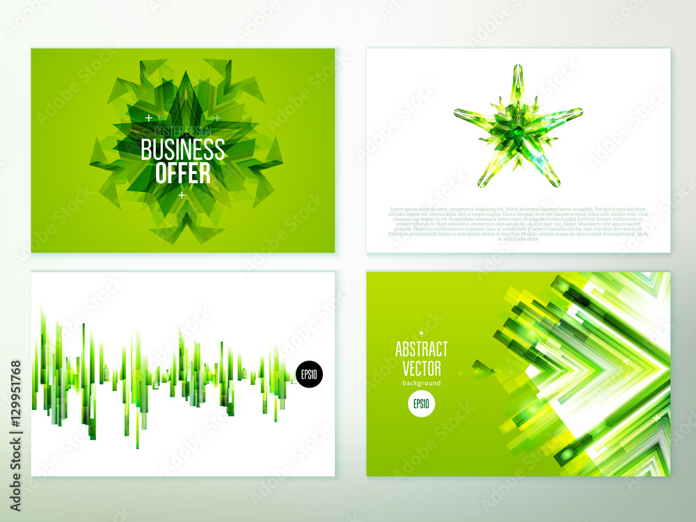 Green Abstract banner design set