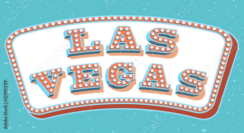 Las Vegas signboard style light bulb. Vector design