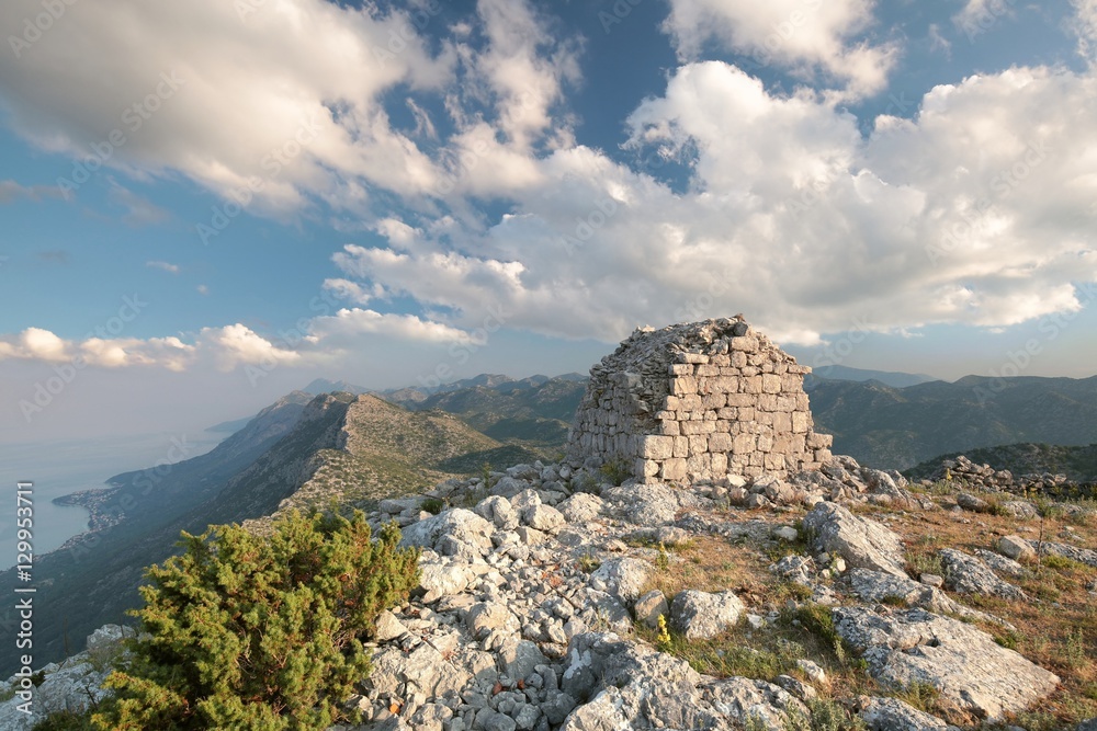 Old building on top of the Dinaric Mountains in Croatia