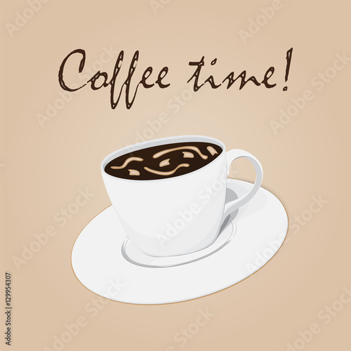 Coffee cup poster with lettering  retro vintage background