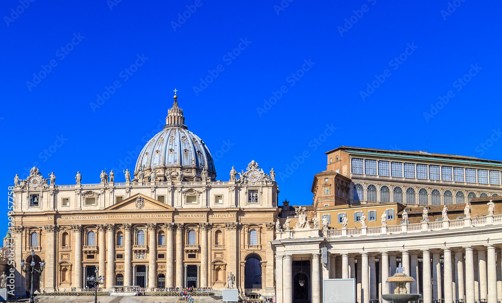 View from St. Peter's Square in Rome on the facade of the cathedral