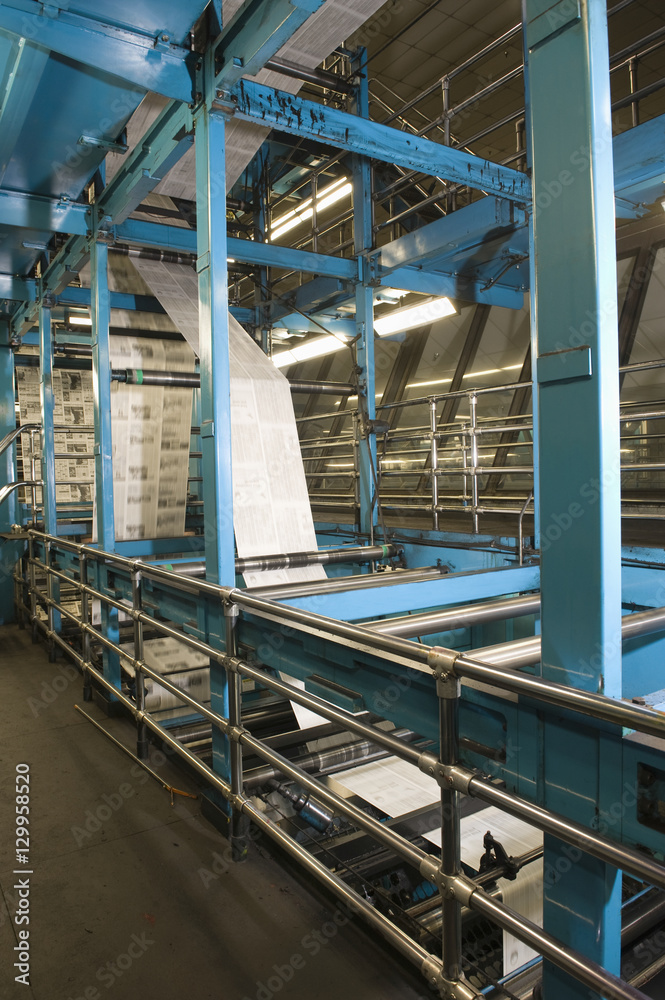 View of newspaper production and printing process View of newspaper production and printing process