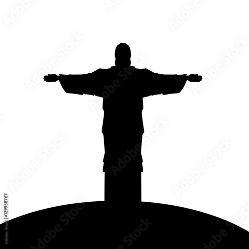 corcovado christ silhouette icon vector illustration design