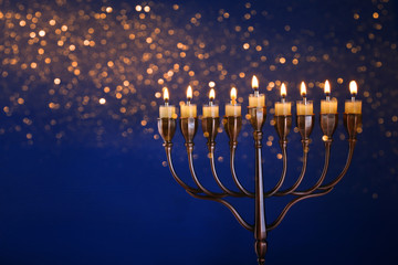 Low key Image of jewish holiday Hanukkah