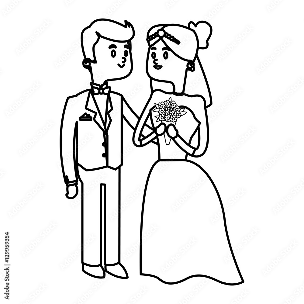 Bride and groom icon. Wedding marriage love and married design. Vector illustration Bride and groom icon. Wedding marriage love and married design. Vector illustration