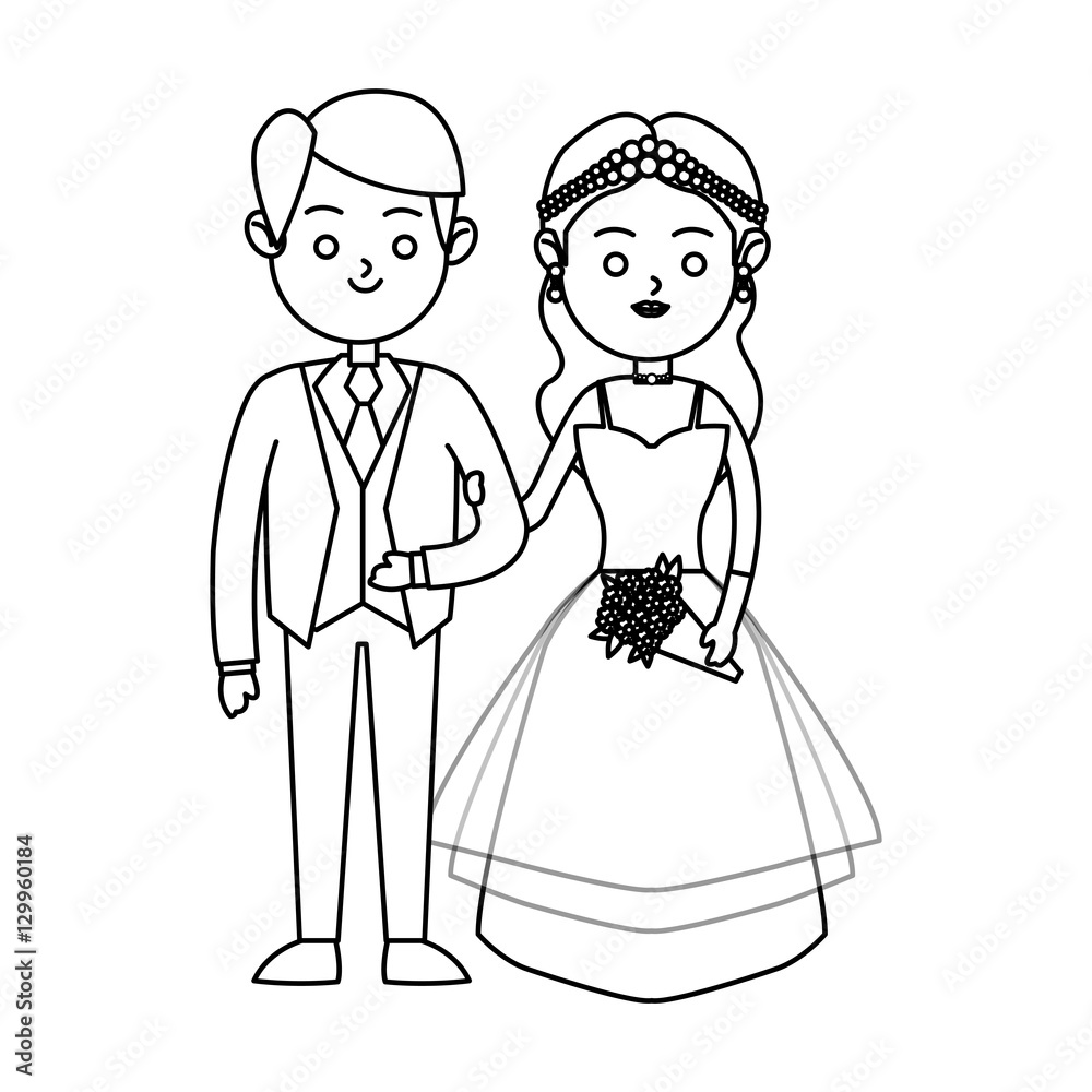 Bride and groom icon. Wedding marriage love and married design. Vector illustration Bride and groom icon. Wedding marriage love and married design. Vector illustration