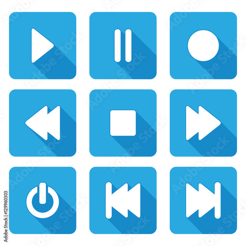 flat style multimedia  icons for web and mobile application - vector 