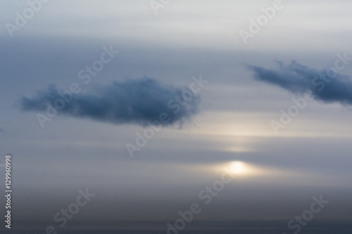 Arctic  sunset in the shroud  the sky with clouds merges with the earth and can not see the horizon