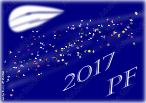 PF 2017 with abstract moon on blue background