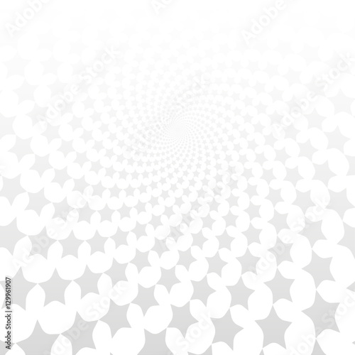 Twisted stars spiral. White & grey abstract background.