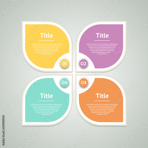 Vector infographic design template. Business concept with 4 options, parts, steps or processes. Can be used for workflow layout, diagram, number options, web design. Data visualization.