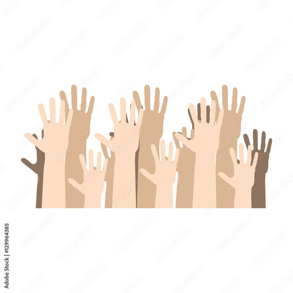 hands human up democracy ison vector illustration design