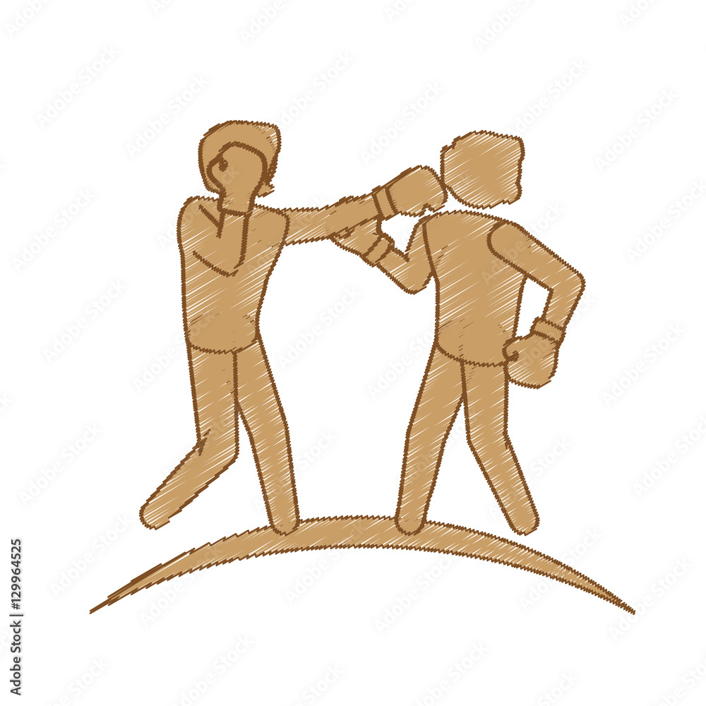 boxing players fighting icon over white background. colorful design. vector illustration boxing players fighting icon over white background. colorful design. vector illustration
