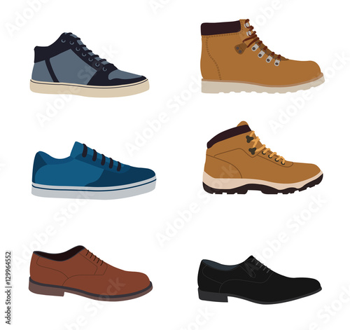 Men's shoes isolated set - Stock Vector