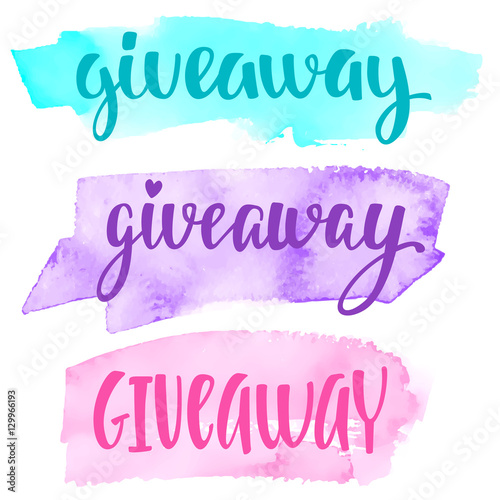 Set lettering handwritten brush calligraphy for social media contests and special offer.