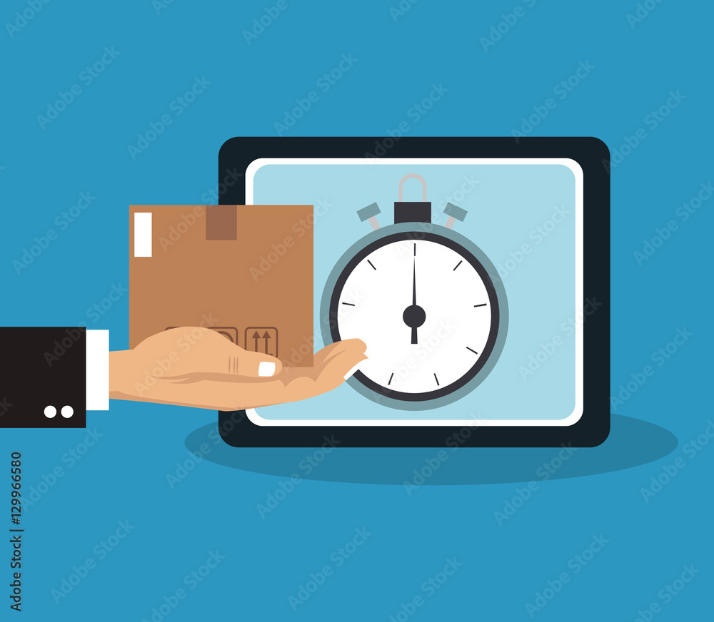 Box tablet and chronometer icon. Delivery shipping and logistics theme. Vector illustration Box tablet and chronometer icon. Delivery shipping and logistics theme. Vector illustration
