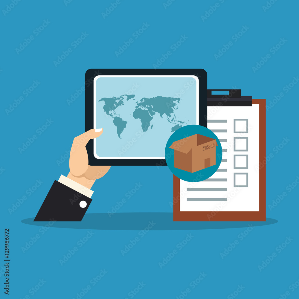 Box and tablet icon. Delivery shipping and logistics theme. Vector illustration Box and tablet icon. Delivery shipping and logistics theme. Vector illustration