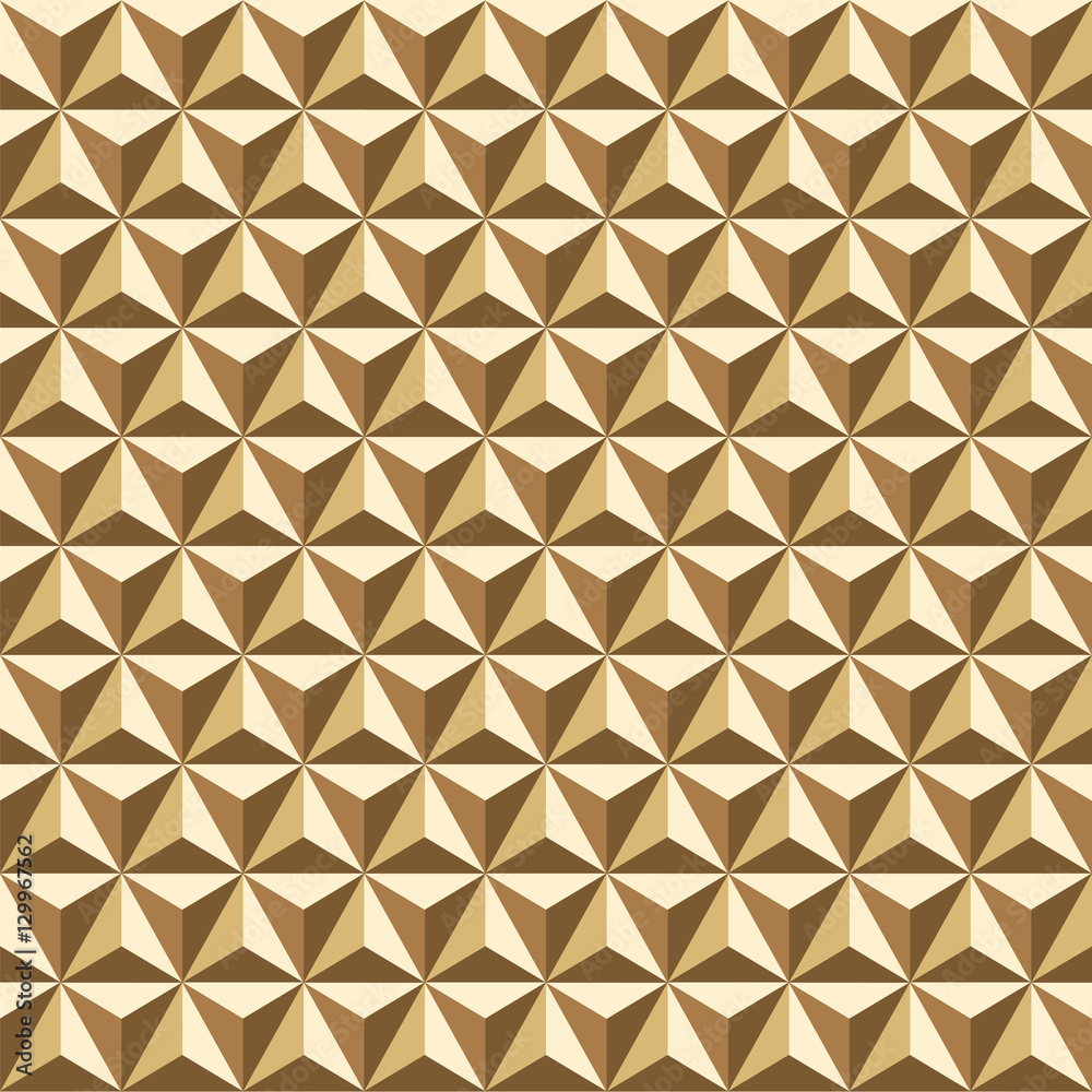 Seamless gold faceted polyhedral background pattern texture
