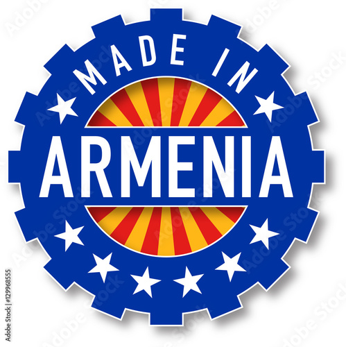 Made in Armenia flag color stamp.