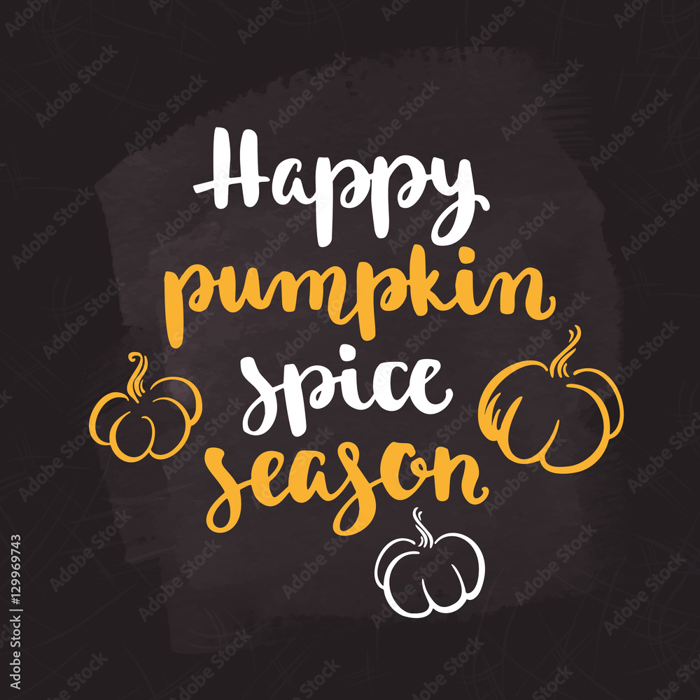 Obraz premium Fall handwritten brush calligraphy quote and autumn motives. Lettering and decorative elements.