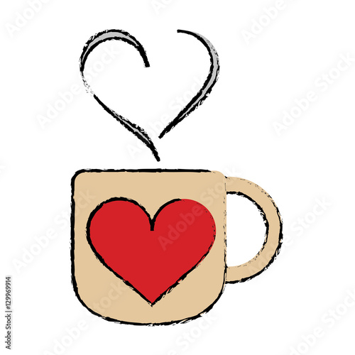cartoon cup coffee love heart hot vector illustration eps 10