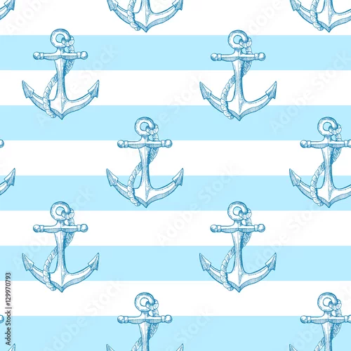 Tapety Bezszwowy wektoru wzór z kotwicami. Ręcznie rysowane ilustracji wektorowych.