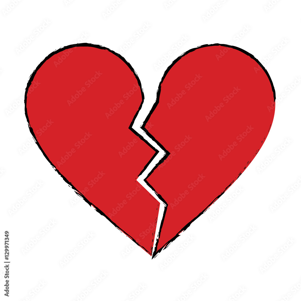 Cartoon Red Heart Broken Sad Separation Vector Illustration Eps 10 Stock Vector Adobe Stock 6939