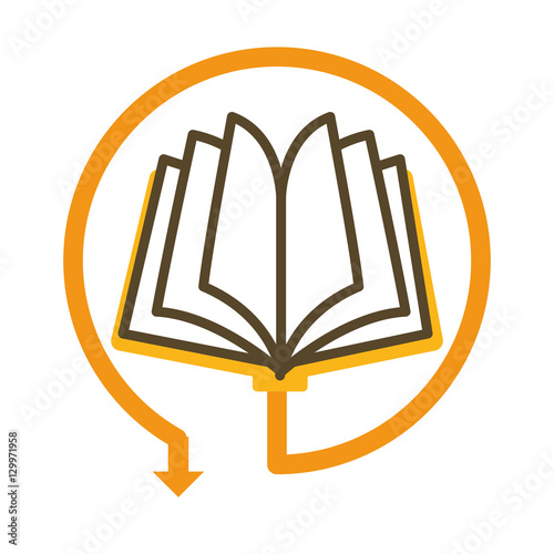 book with dowload arrow icon over white background. electronic book concept. vector illustration