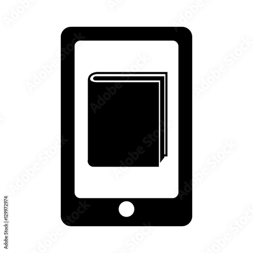 smartphone with ebook  icon on screen over white background. electronic book concept. vector illustration