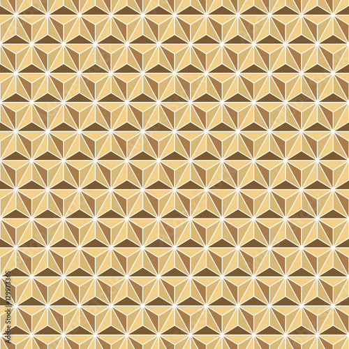 Seamless gold faceted polyhedral background pattern texture
