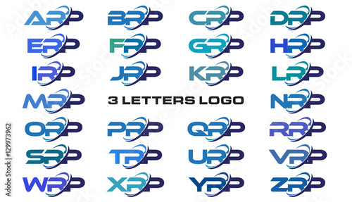 3 letters modern generic swoosh logo ARP, BRP, CRP, DRP, ERP, FRP, GRP, HRP, IRP, JRP, KRP, LRP, MRP, NRP, ORP, PRP, QRP, RRP, SRP, TRP, URP, VRP, WRP, XRP, YRP, ZRP
