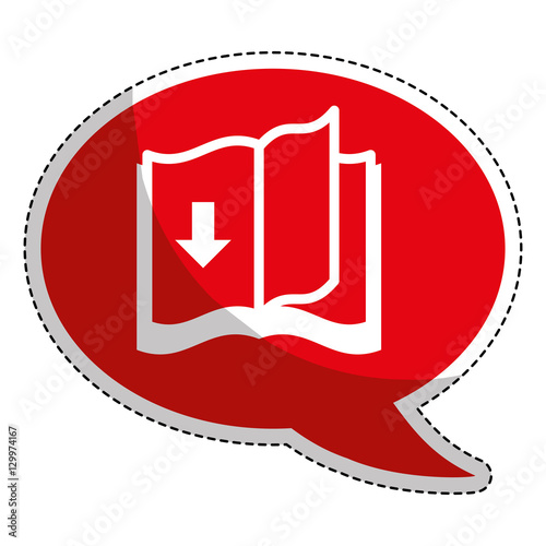 sticker of book with download arrow icon over white background. electronic book concept. vector illustration
