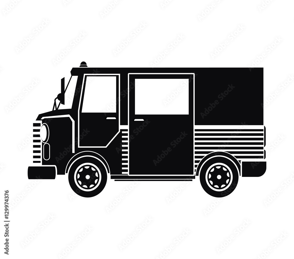 silhouette truck van delivery shipping mail service vector illustration eps 10