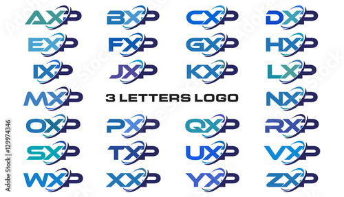 3 letters modern generic swoosh logo AXP, BXP, CXP, DXP, EXP, FXP, GXP, HXP, IXP, JXP, KXP, LXP, MXP, NXP, OXP, PXP, QXP, RXP, SXP, TXP, UXP, VXP, WXP, XXP, YXP, ZXP
