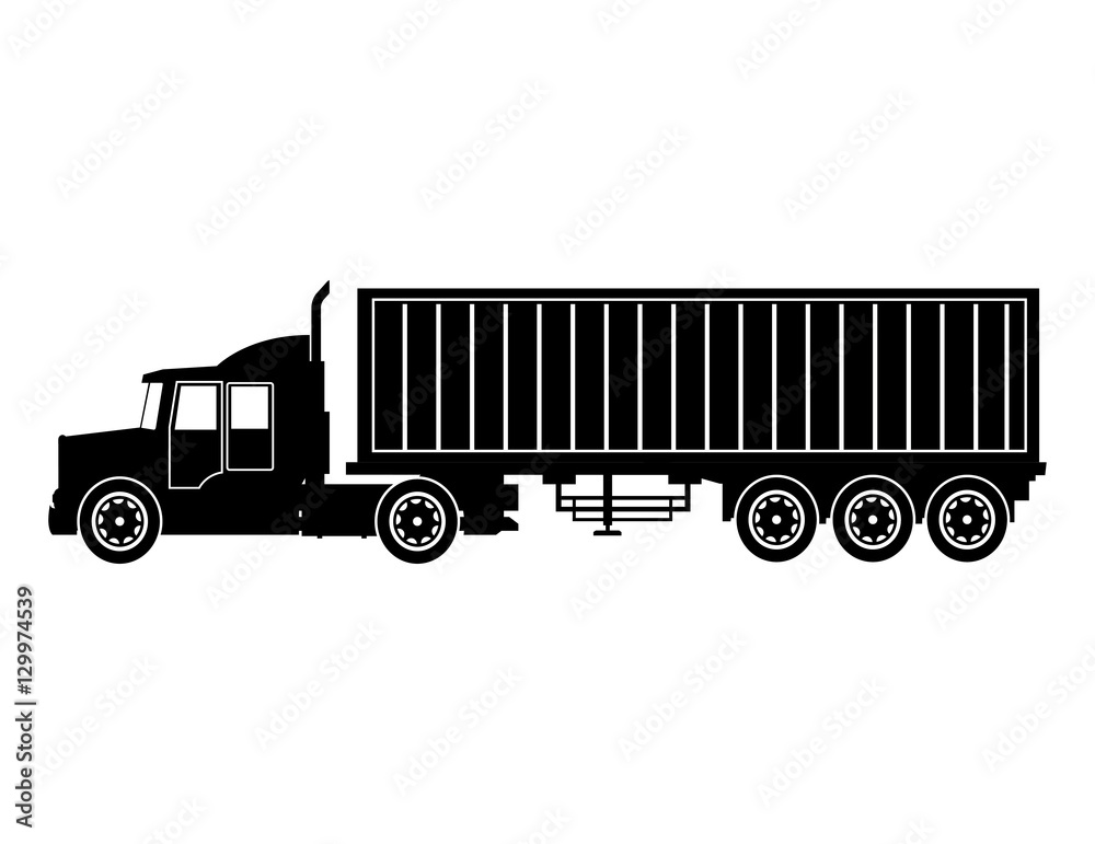 silhouette truck trailer container delivery transport vector illustration eps 10