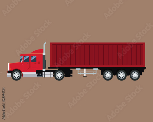 red truck trailer container delivery transport vector illustration eps 10