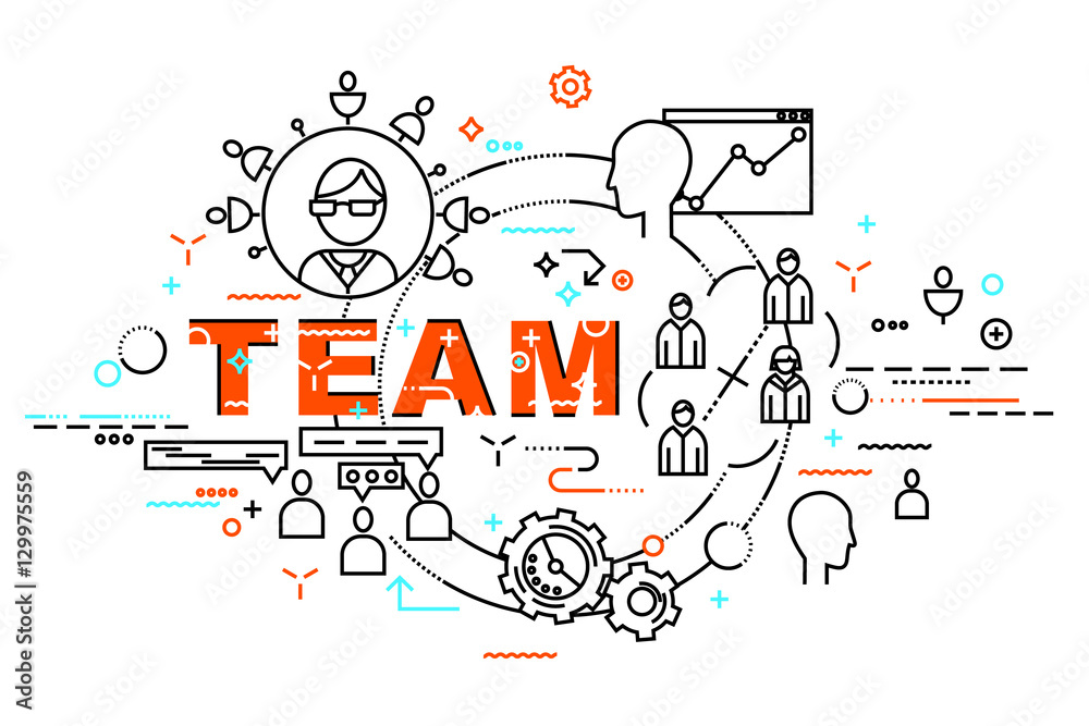 Flat Style, Thin Line Art Design. Set of team development, web site coding, information and mobile technologies vector icons elements. Modern concept vectors collection. Steps Options Flat Style, Thin Line Art Design. Set of team development, web site coding, information and mobile technologies vector icons elements. Modern concept vectors collection. Steps Options