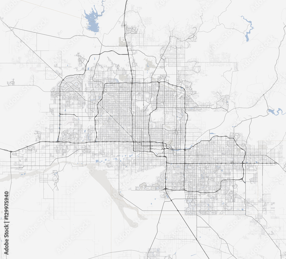 Obraz premium Map Phoenix city. Arizona Roads