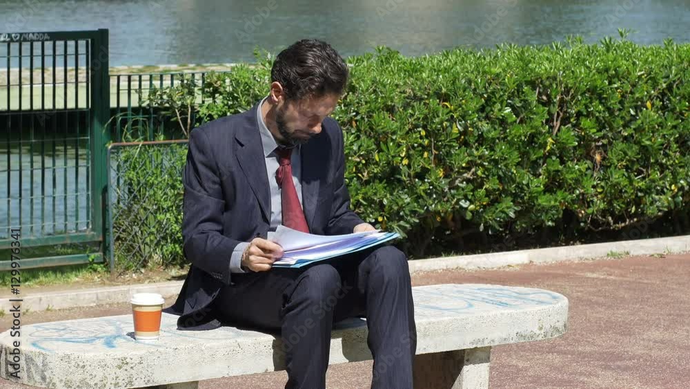 busy businessman working in his break from work busy businessman working in his break from work