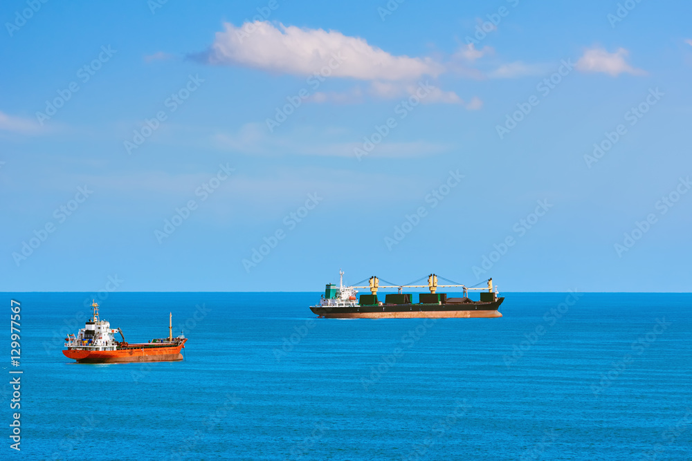 Fototapeta premium Cargo Ships at Anchorage