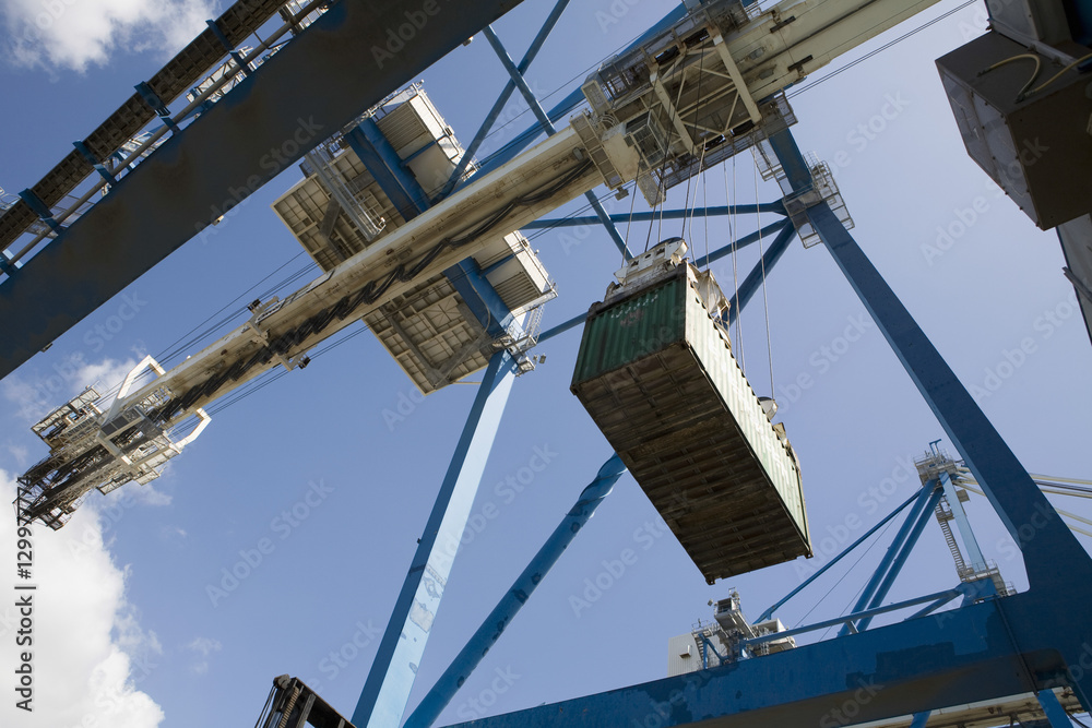 Low angle view of dockside crane against the sky Limassol Cyprus Low angle view of dockside crane against the sky Limassol Cyprus