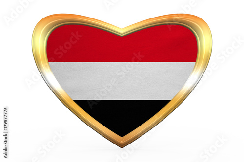 Free Download Flag of Yemen in heart shape, golden frame - GFXLoad