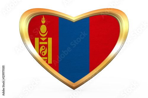 Flag of Mongolia in heart shape, golden frame Free Download Flag of Mongolia in heart shape, golden frame - GFXLoad