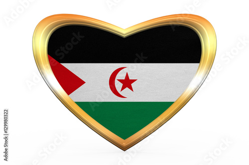 Free Download Flag of Western Sahara, heart shape, golden frame - GFXLoad