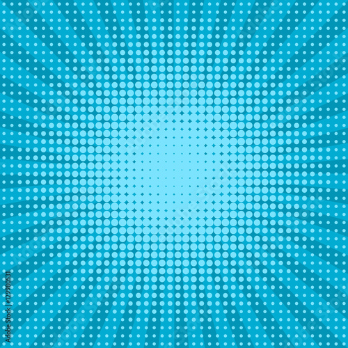 Blue halftone dotted pop art background. Vector illustration, eps 8. 