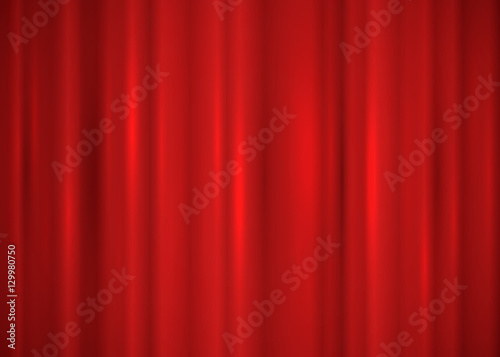 Realistic red theatrical closed curtain. Vector illustration, eps 10.
