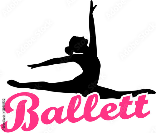 Ballet dancer with german retro ballett word