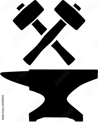 Blacksmith equipment. Hammer and Anvil.