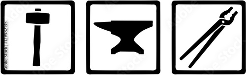 Blacksmith icons - Hammer, anvil, tongue