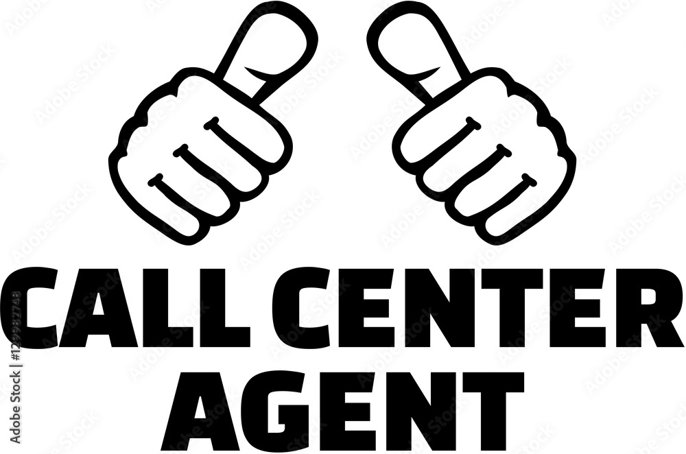 Call center agent with thumbs. T-Shirt design. Call center agent with thumbs. T-Shirt design.